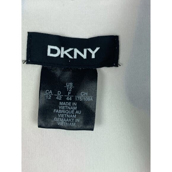 DKNY Women’s Water Color V-Neck Faux Wrap Shirt Dress 3/4 Sleeve Size 12 - Picture 6 of 15